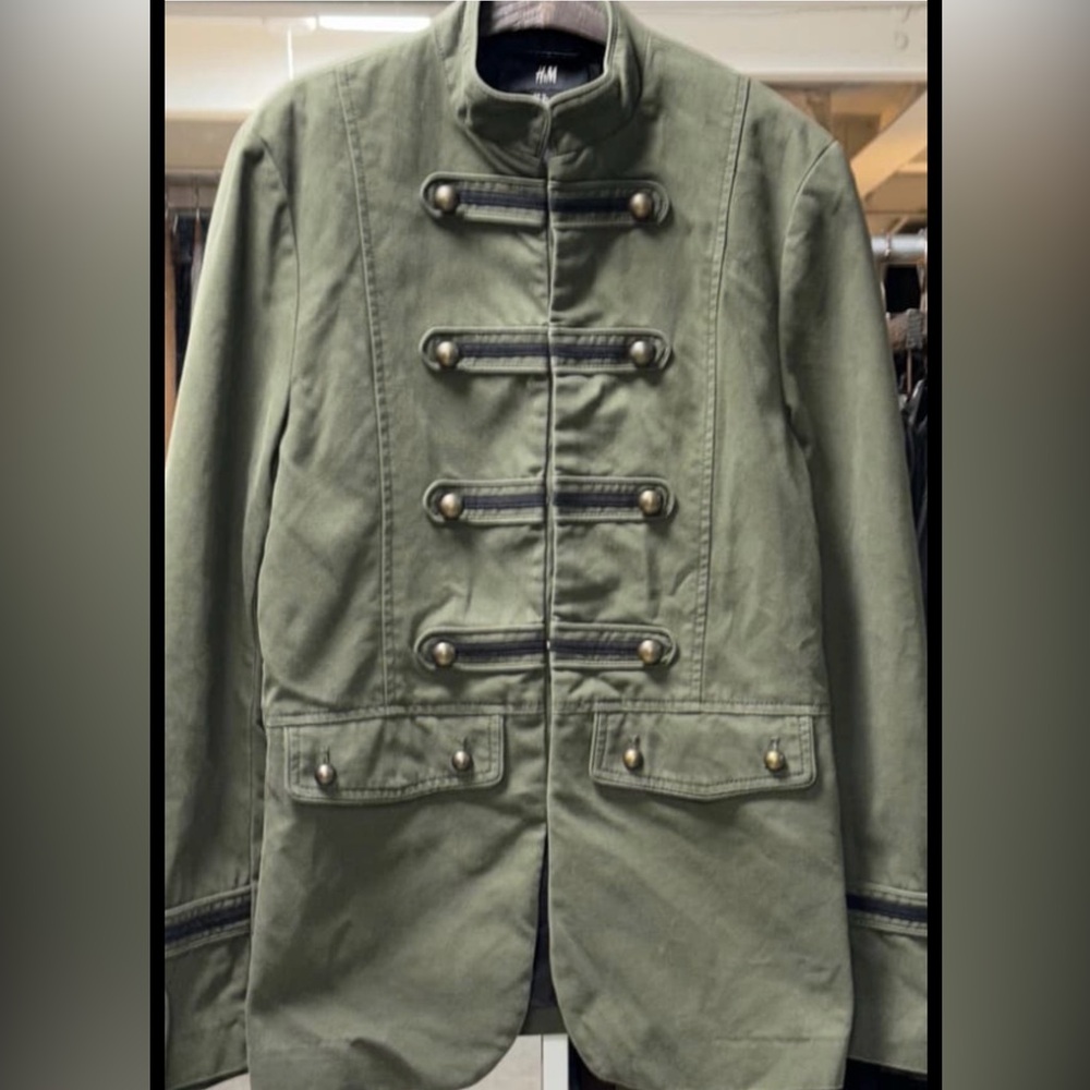 H&M Olive Green Military-Inspired Button Jacket